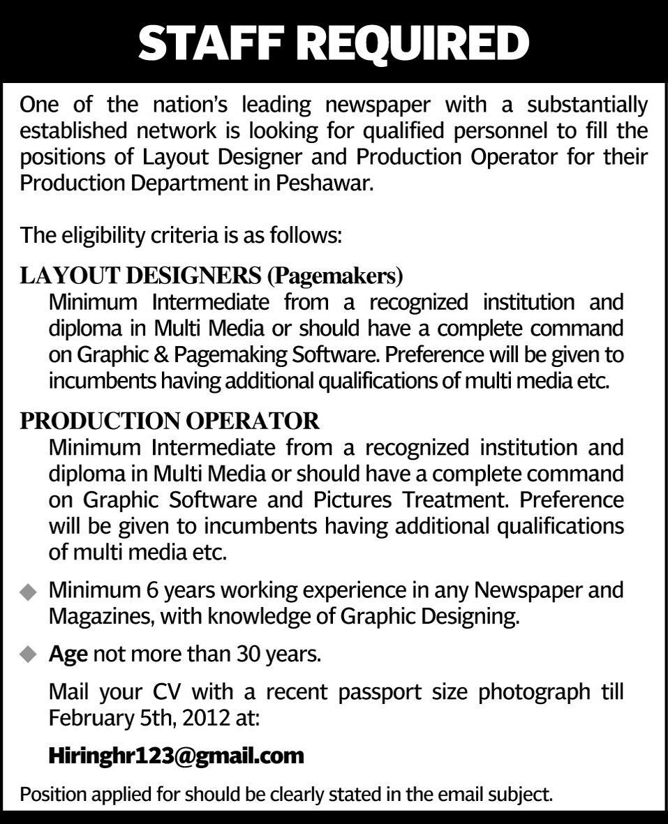 Newspaper design job description