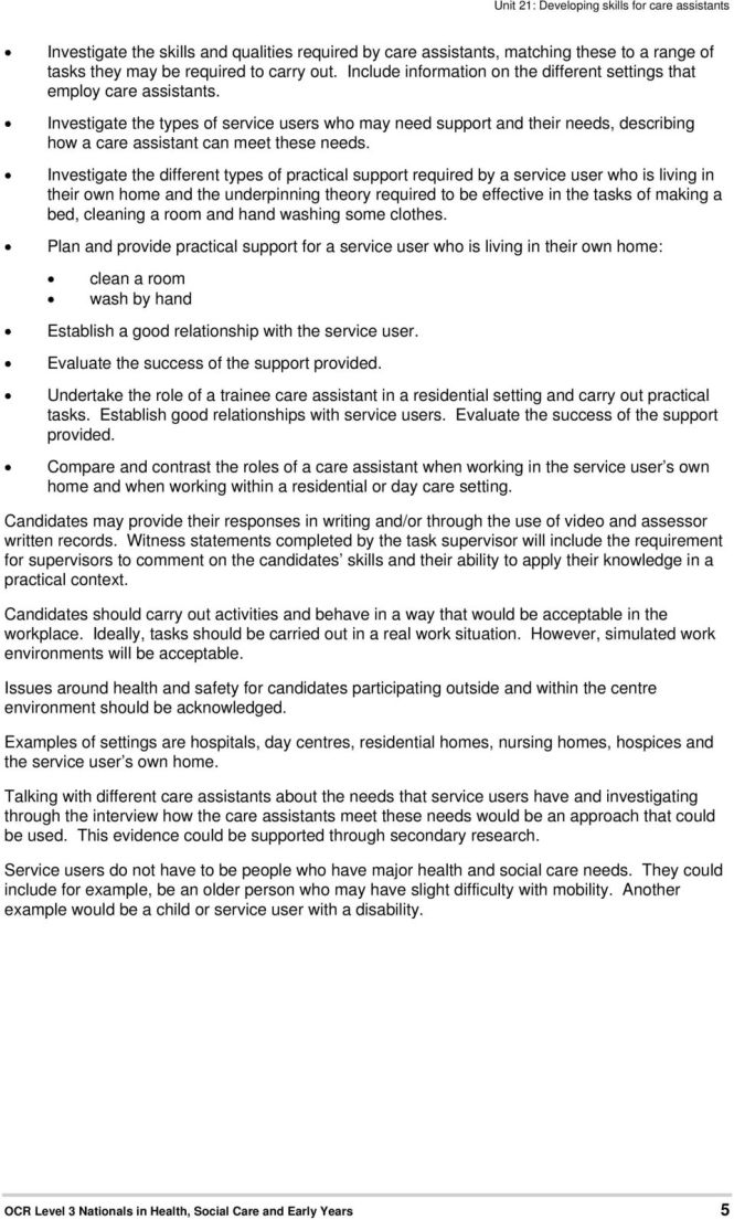 Care assistant job description residential home