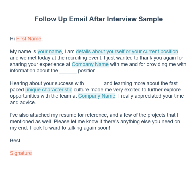 Write follow up email after job application